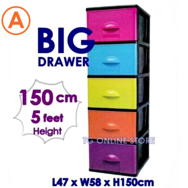 5 Tier Plastic Drawer Big Cabinet Storage Cabinet Laci
