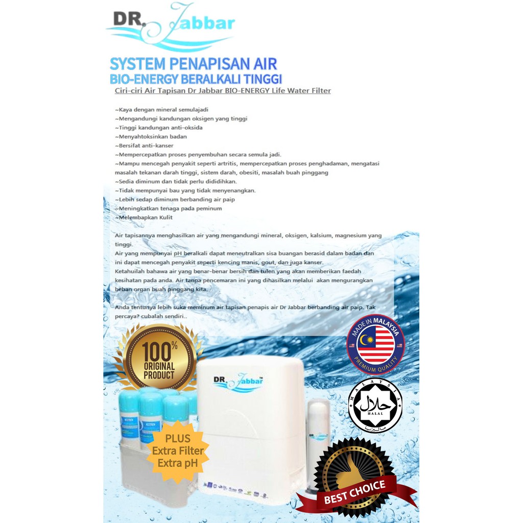 We1001 Penapis Air Original Dr Jabbar Water Filter Yang Berkualiti Khas Untuk Menapis Dan Menyingkirkan Pencemaran Air Shopee Malaysia