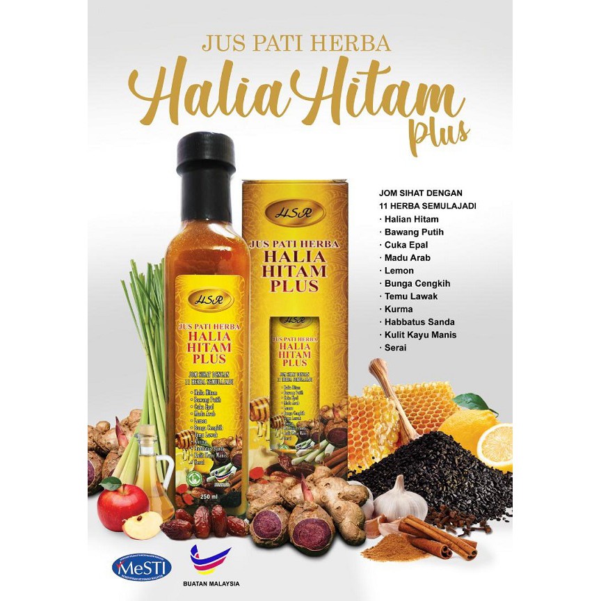 Jus Pati Halia Hitam Bawang Putih Madu Arab Tradisional 1001 Khasiat 250ml Malaysia