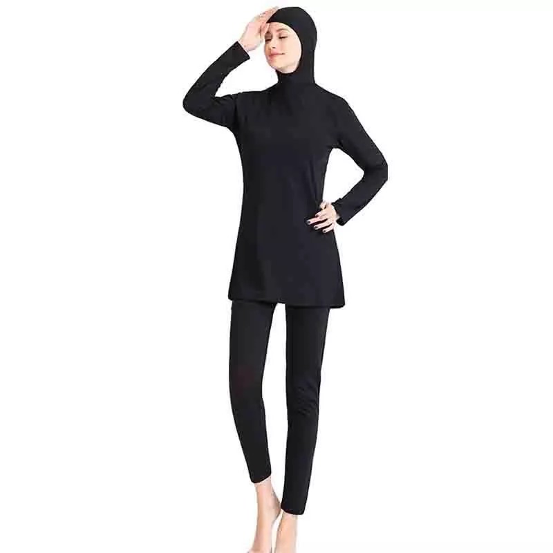 S 5XL Black Muslimah  Swimsuit  Women Hijab Full Cover 