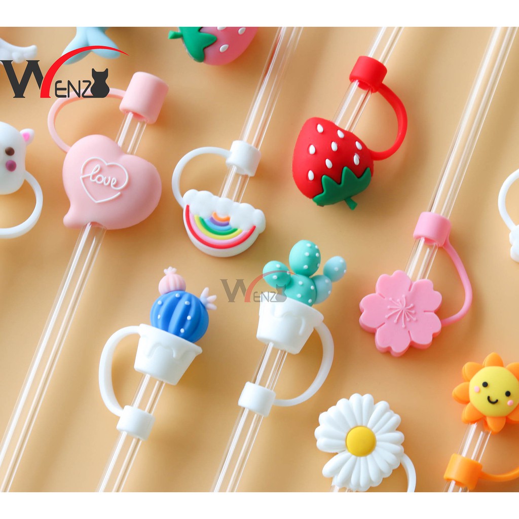 Cute Silicone Dustproof Glass Straw Cap Environmental Protection Straw Cap Straw Dust Plug Accessories