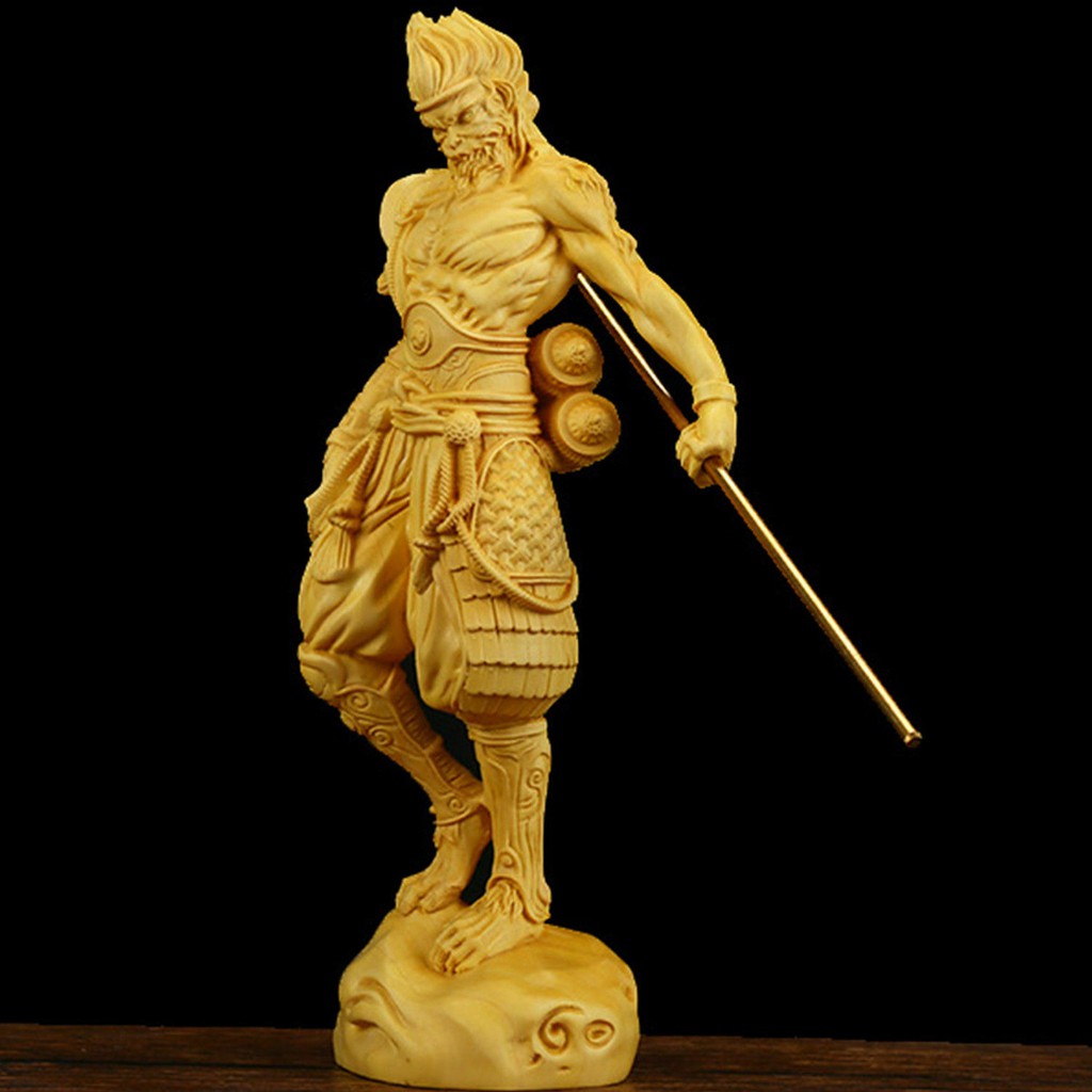 Chinese Boxwood Huang Yang Wood Carving Monkey King Sun Wukong Goku Statue孙悟空 Shopee Malaysia