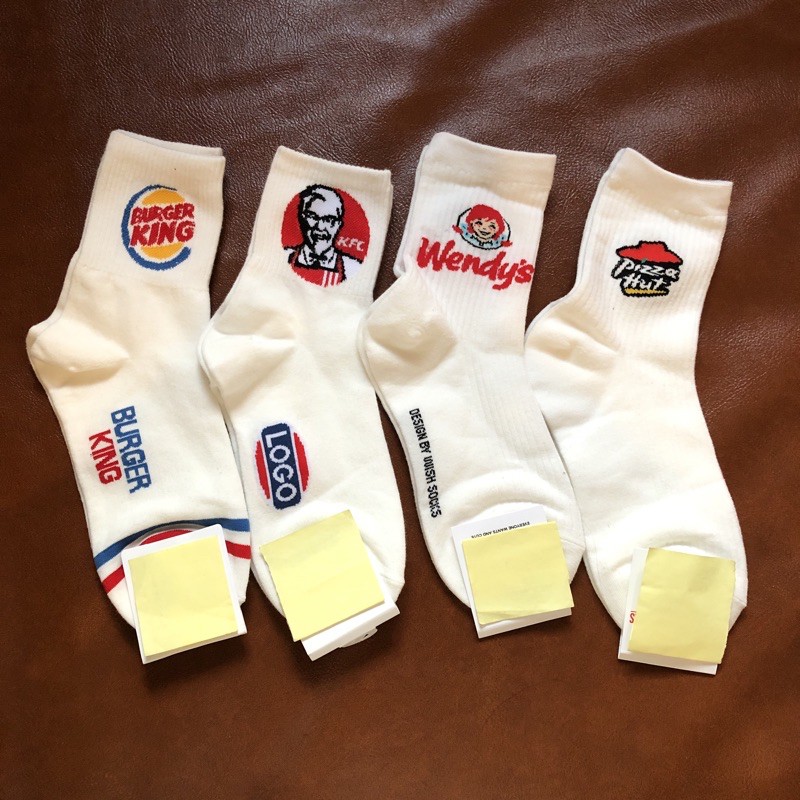 Korean Socks - Fast Food KFC Wendy Pizza Hut Burger King - Iconic Socks