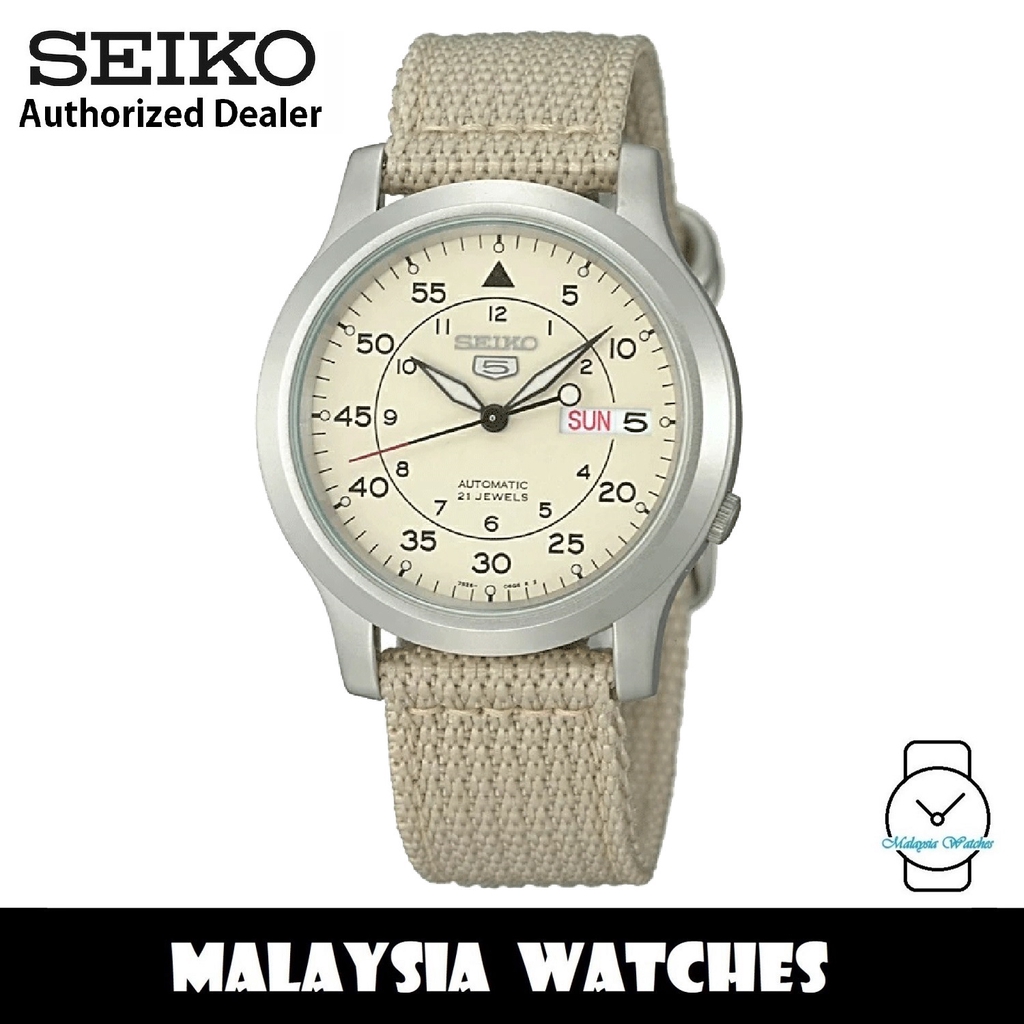 Seiko 5 Military SNK803K2 Auto See-thru Back Beige / Cream Nylon Strap Watch  (ONE Year SEIKO Warranty) | Shopee Malaysia