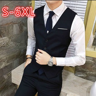 New Men's Casual Business Waistcoat Solid Color Single Breasted Suit Vest Plus Size S-6XL