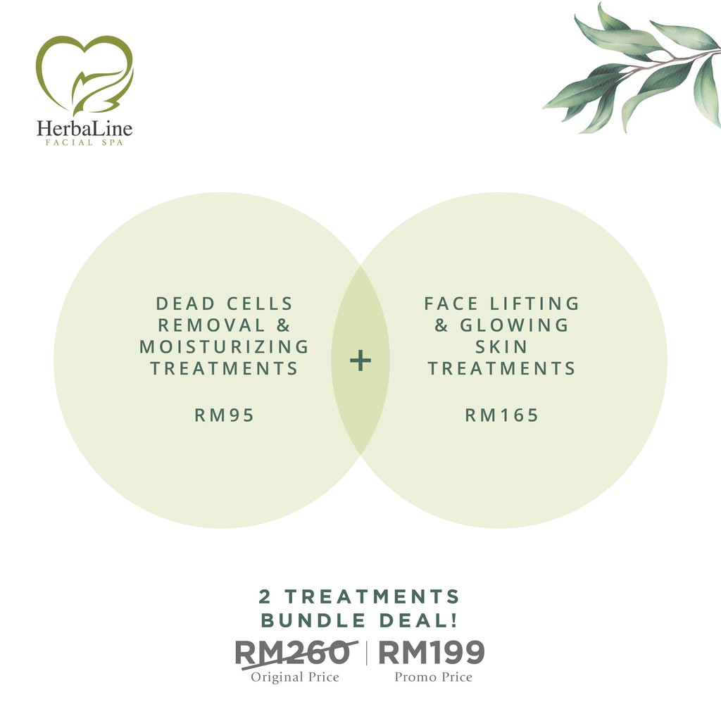 Herbaline Dead Cells Removal & Moisturizing + Face Lifting & Glowing Skin Treatment Voucher [Treatment Bundle]