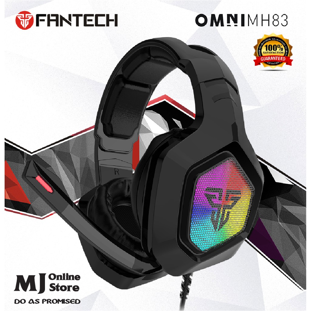 Fantech MH83 Adjustable Over Ear Gaming Headphone RGB Light Noise Cancelling Gaming Headset 7.1