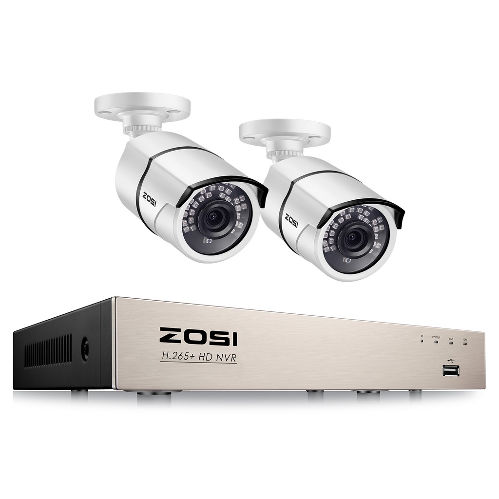 ZOSI 5MP PoE Home Security Camera System, 8 Channel NVR Recorder and (2) 5MP Surveillance CCTV