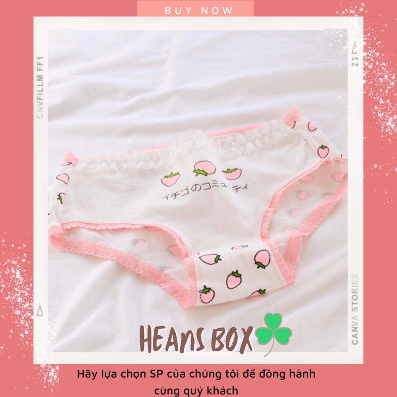 Women's White Strawberry Underwear With Japanese Style, Bright Colors