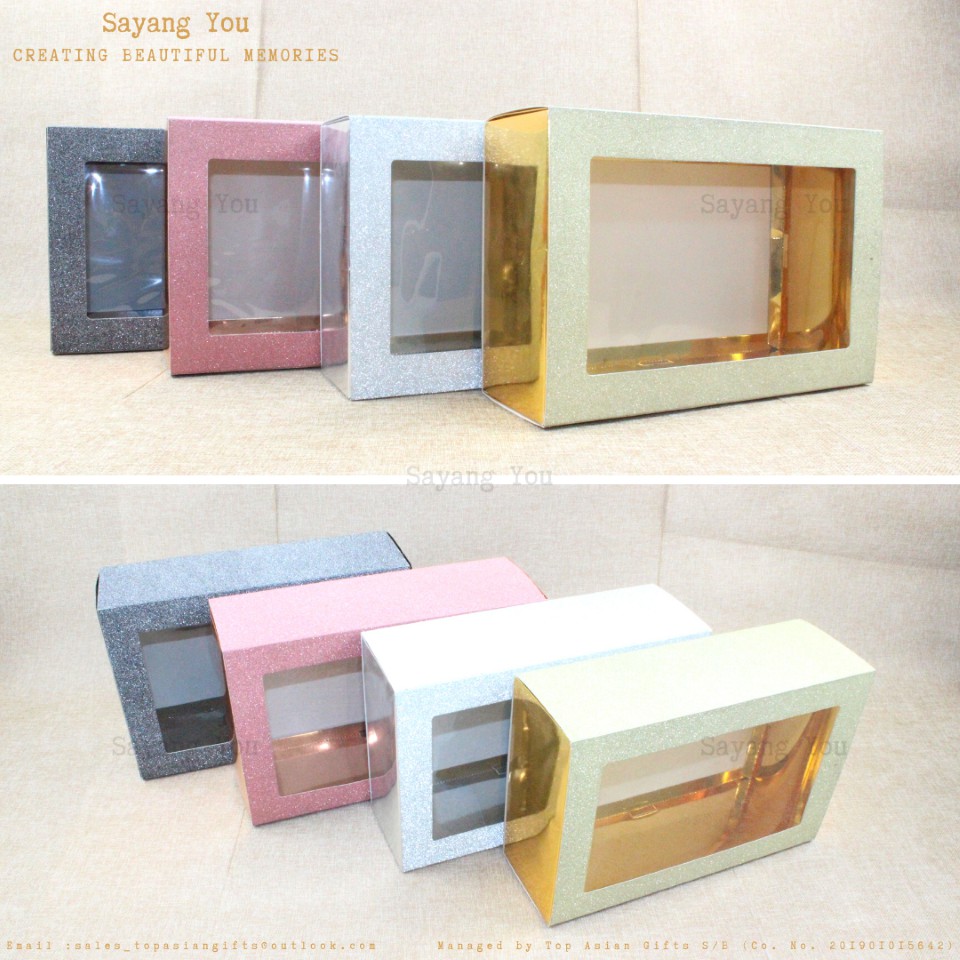 1Set +/-30x20x10cm Glitter Wedding Souvenir Decor Window Gift Box Kotak Segi Empat Cenderahati Hantaran Kahwin KT1284