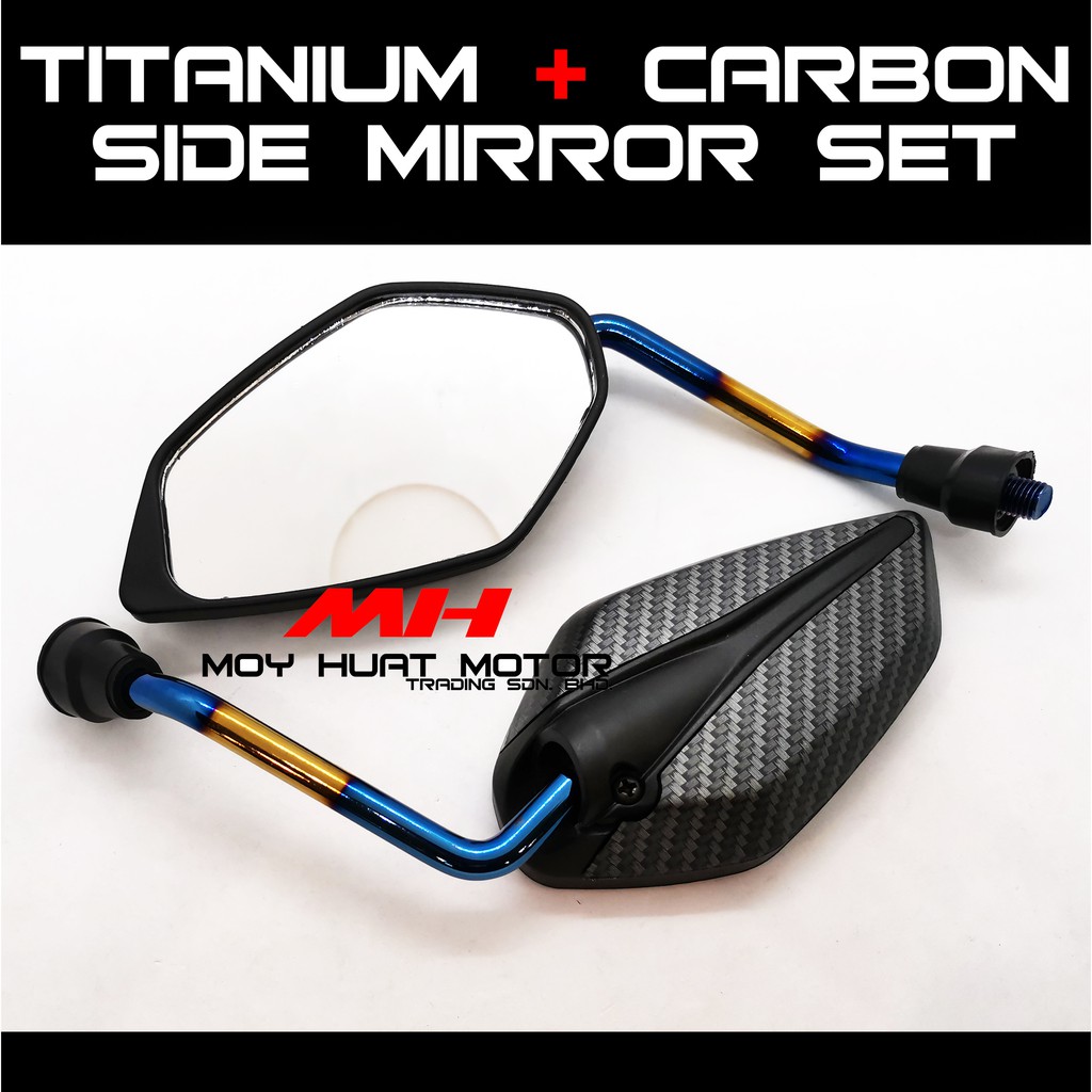 🔥 YAMAHA CARBON + TITANIUM SIDE MIRROR Y15ZR 135LC / SIDE MIRROR LC135