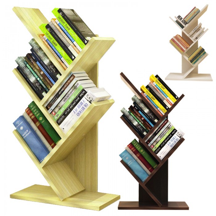 5 Shelf Tree Bookshelf Compact Book Rack Bookcase Display Storage