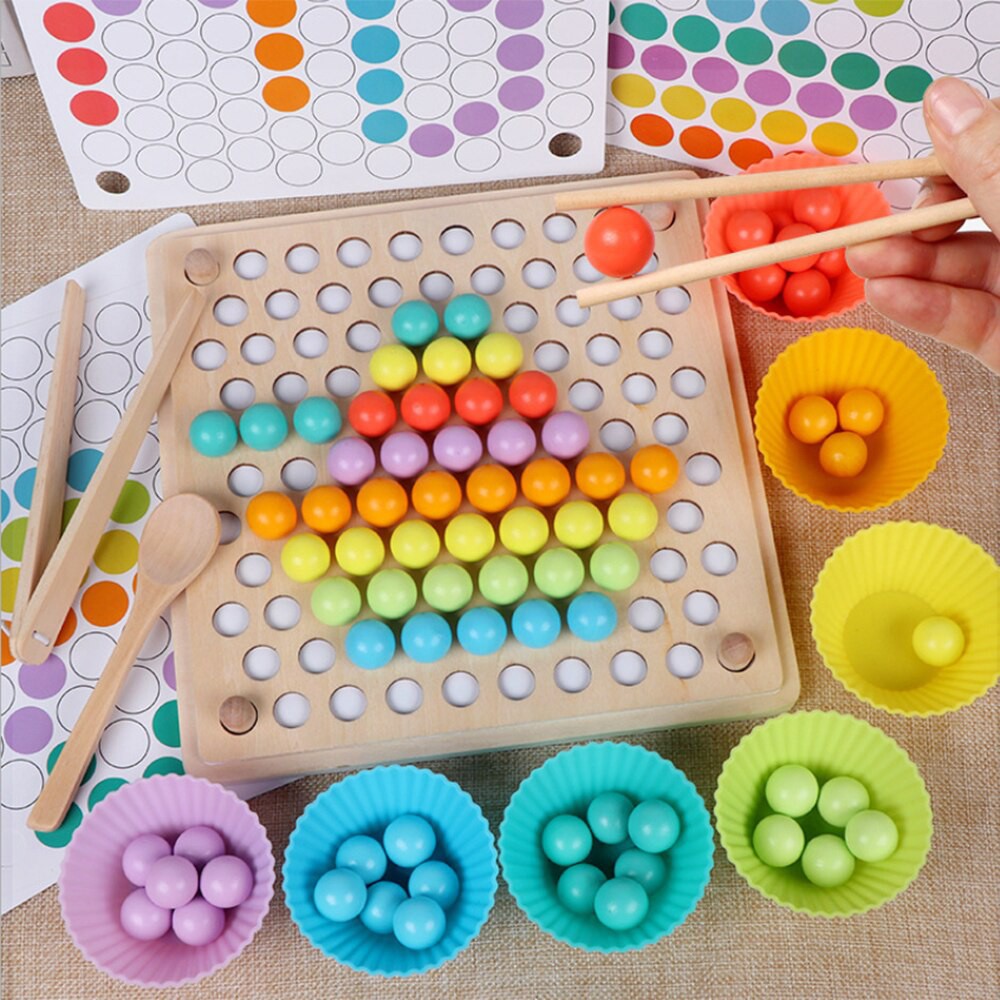 Kids Montessori Ball Clip Beads Toy Learning Chopsticks Educational ...