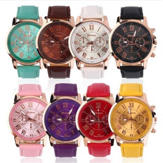 【Ready Stock】Geneva Watch Pu Leather Roma Quartz Watch Wristwatch