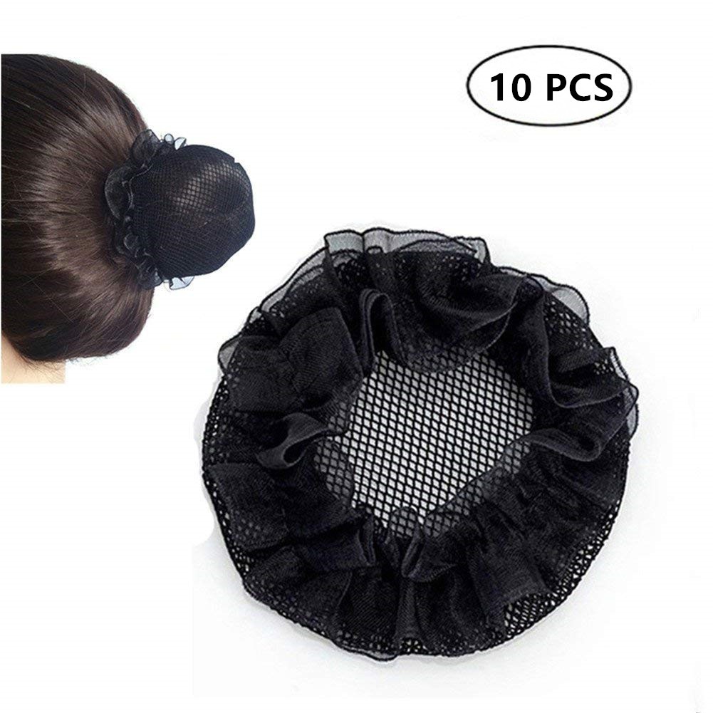 10 Pieces Ballet Dance Hairnet Skating Mesh Elastic Bun Cover For