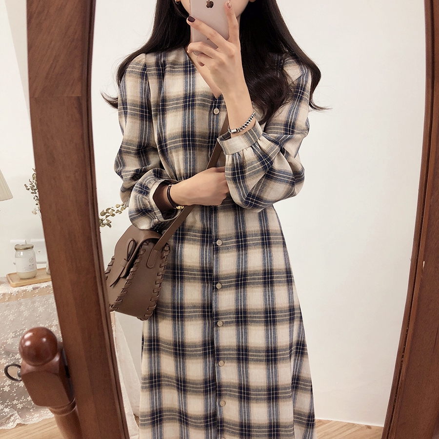 long sleeve plaid dress