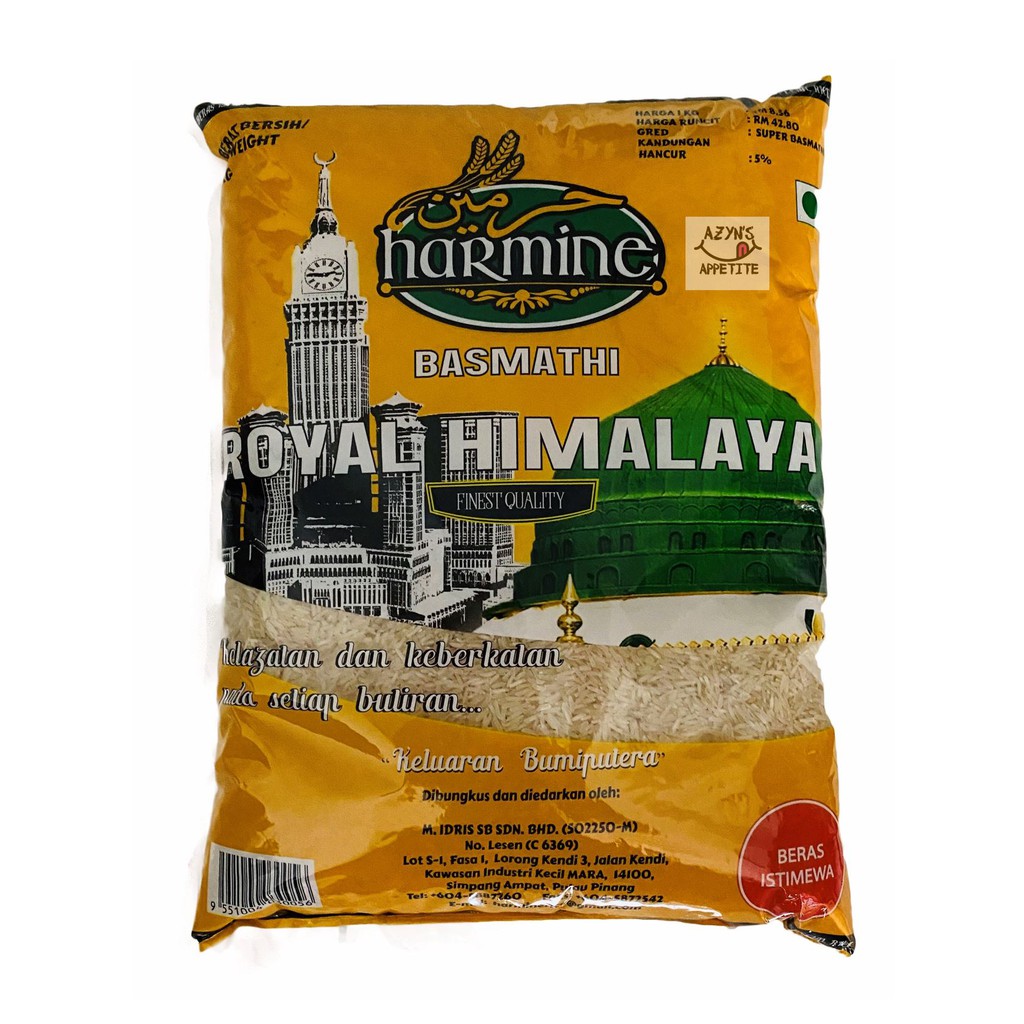 Buy Harmine Royal Himalaya Basmathi Rice 5KG Beras Basmathi Steamed