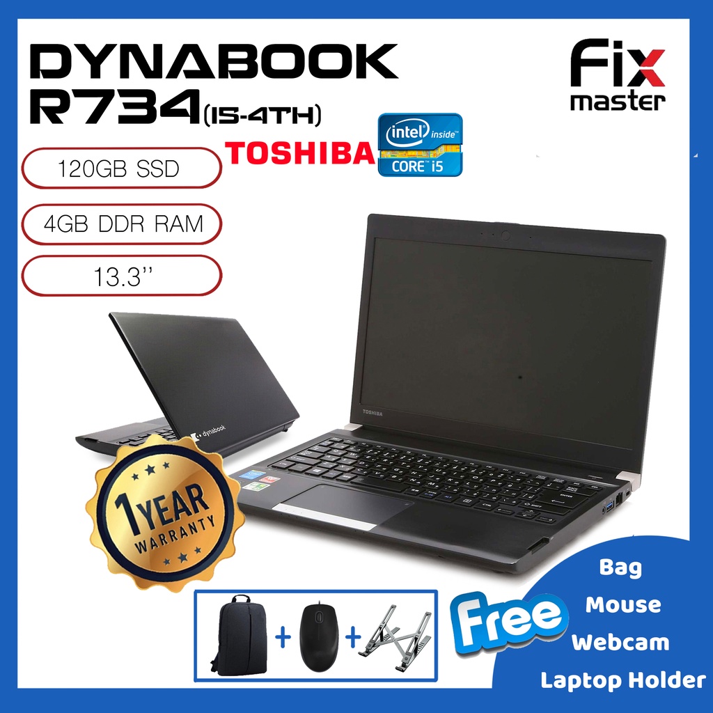 TOSHIBA Dynabook R734 -13.3'' I5-4th / RAM HDD SSD / Refurbished 