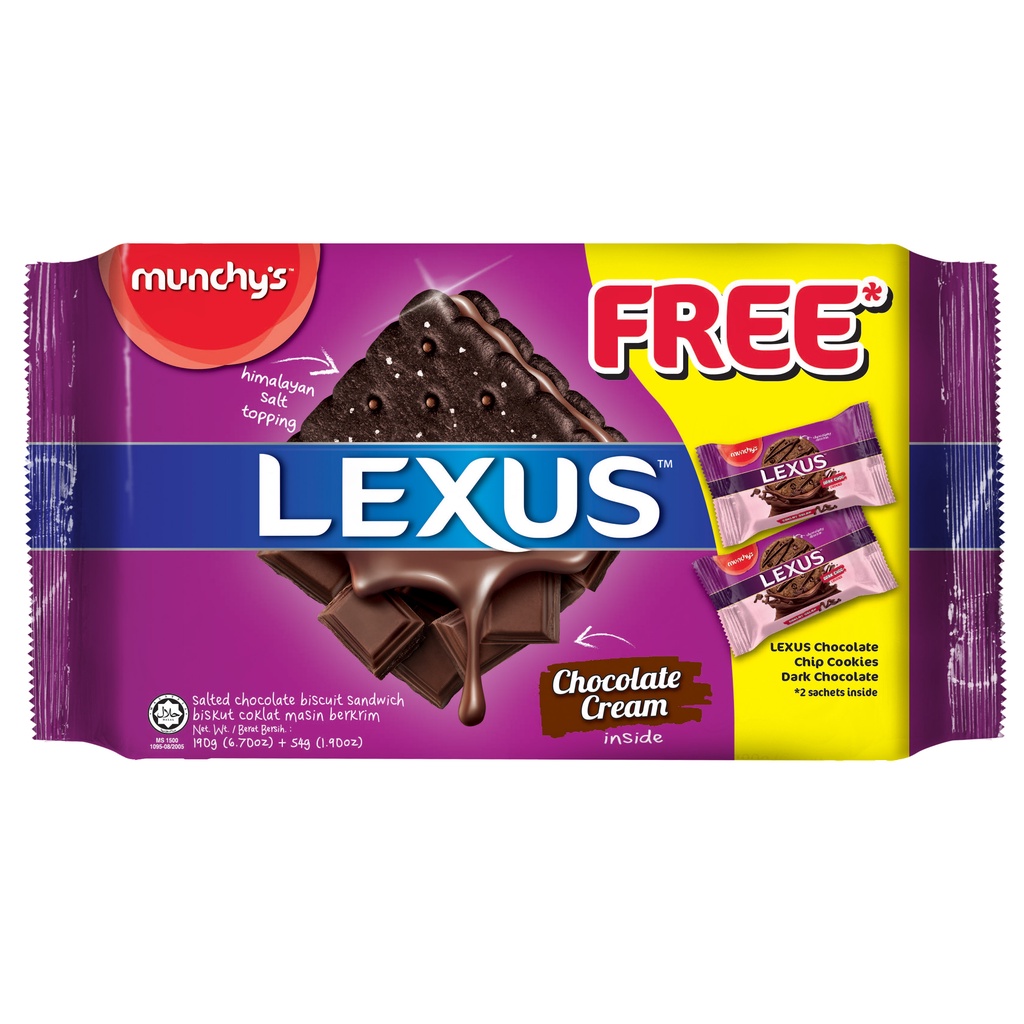 Munchy's LEXUS Biscuit Chocolate (190g) FOC 2 Sachets LEXUS Cookies ...