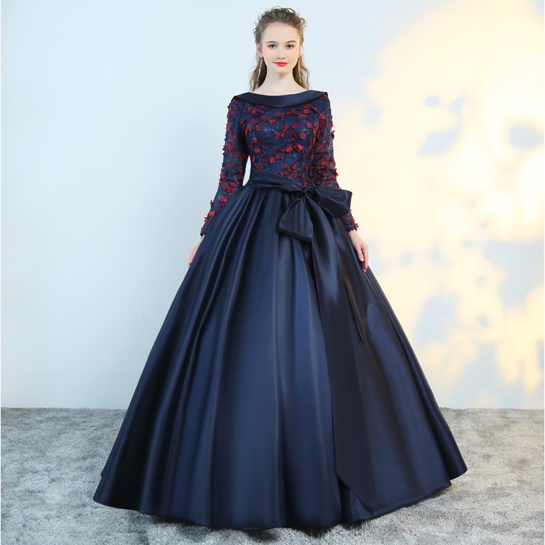 navy blue long gown