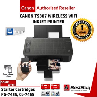 Canon Pixma TS307 Single Function Wireless Printer With Smartphone Copy (Print,WiFi)