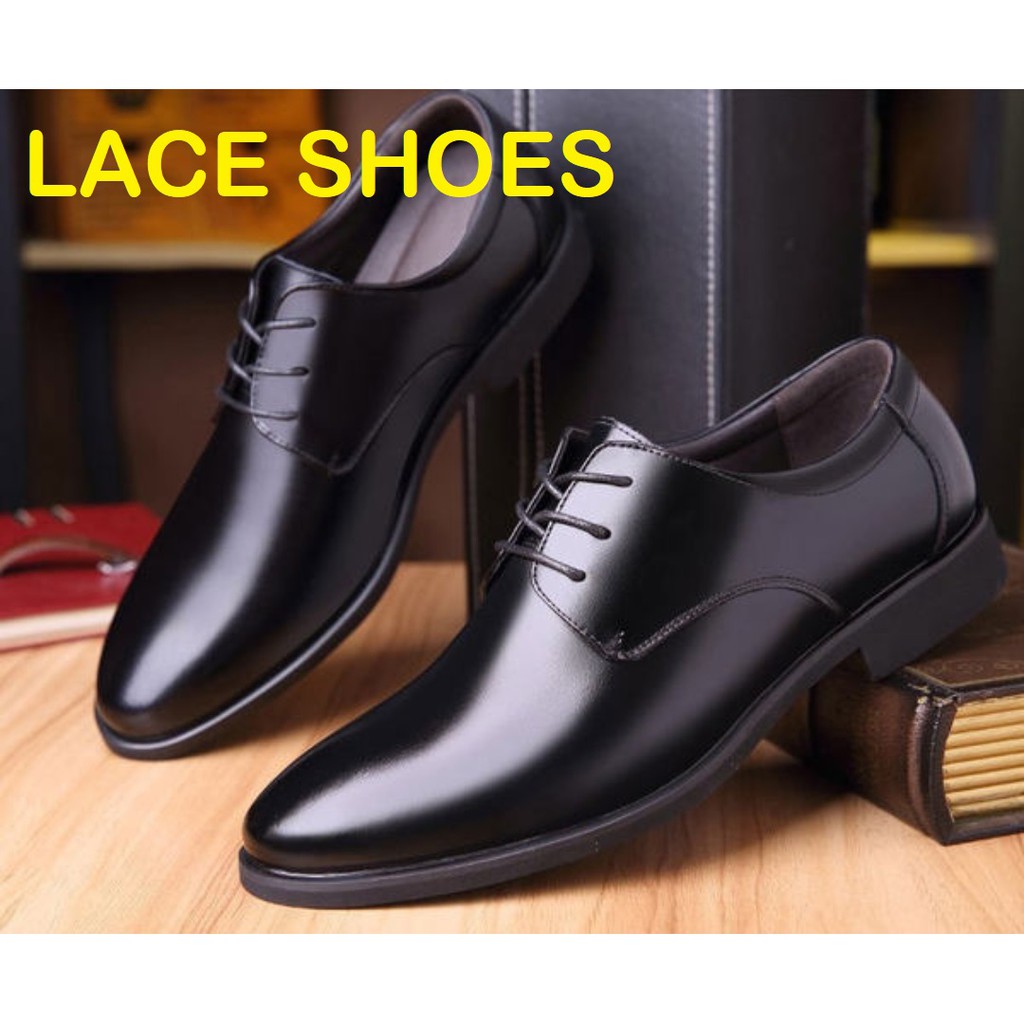 Men Shoes Kasut Lelaki Casual Fashion Oxfords PU Leather Lace Up Formal Dress Shoes