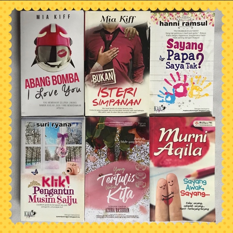 NOVEL MELAYU MURNI AQILA SURI RYANA MIA KIFF AZURA RASIDDIN SAYANG PAPA SAYA TAK KLIK ABANG BOMBA I LOVE YOU SAYANG AWAK