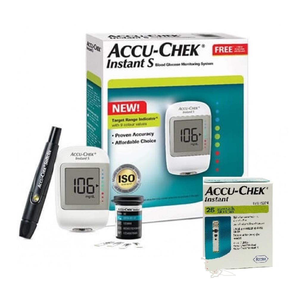 ACCUCHEK INSTANT S BLOOD GLUCOSE MONITORING SET (FREE TEST STRIPS