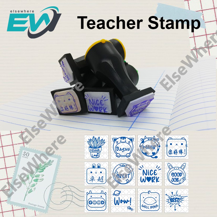 Teacher Comment Rubber Stamp 20x20mm / 10x30mm Chop Rubber Gift Cop Ulasan Guru Hadiah