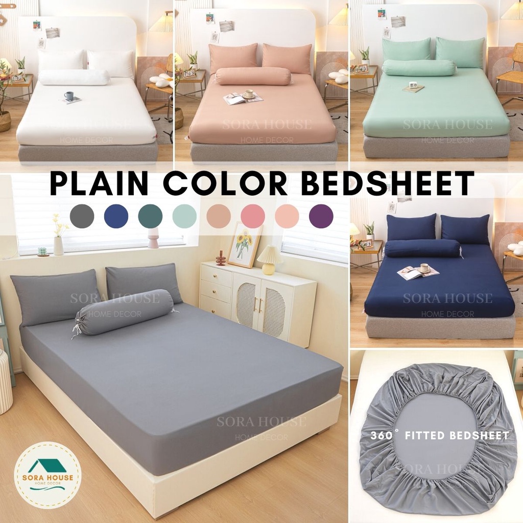 [BFP ] PLAIN COLOR COTTON CADAR BEDSHEET ONLY KUN CADAR MURAH GETAH KELILING KING / QUEEN