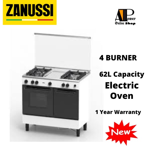 (LORRY  HANTAR} Zanussi Freestanding Gas Cooker 62Liter Electric Oven ZCG942W