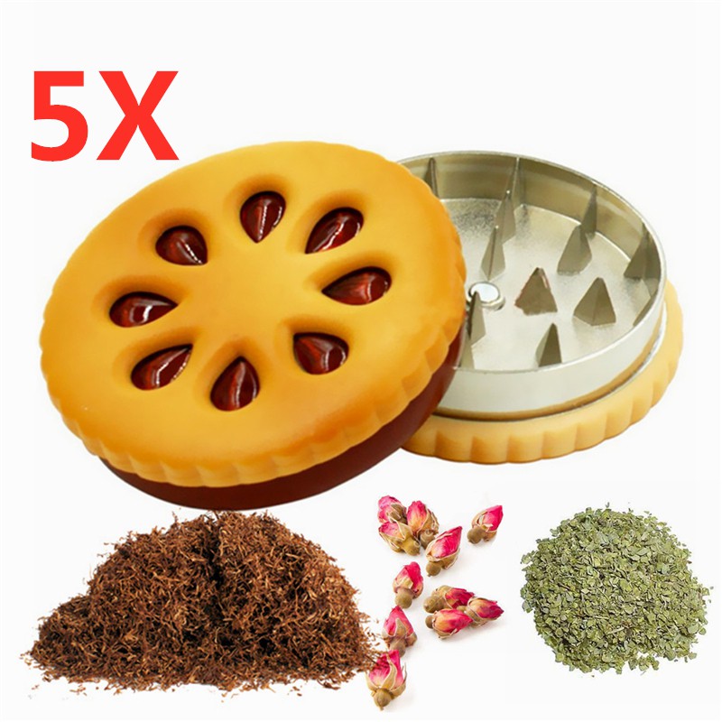 5 Pcs Tabacco Crusher 55mm Cookie Shape Biscuit Metal Grinder Tabacco Crusher Dried Flowers Herbs Gift Shopee Malaysia