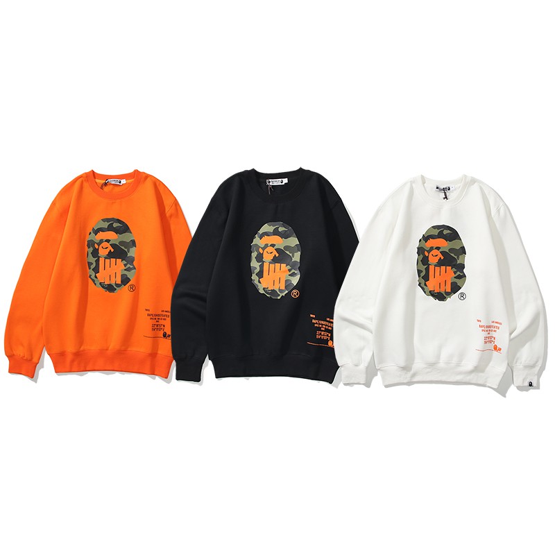 BAPE x Undefeated White Black Orange Outdoor O-Neck Coat Hoodies Long ...