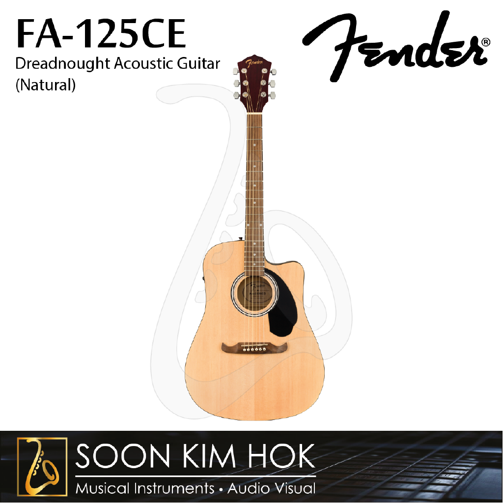 Fender Fa 125ce Dreadnought Acoustic Guitar Walnutfb Natural Fa125ce Shopee Malaysia