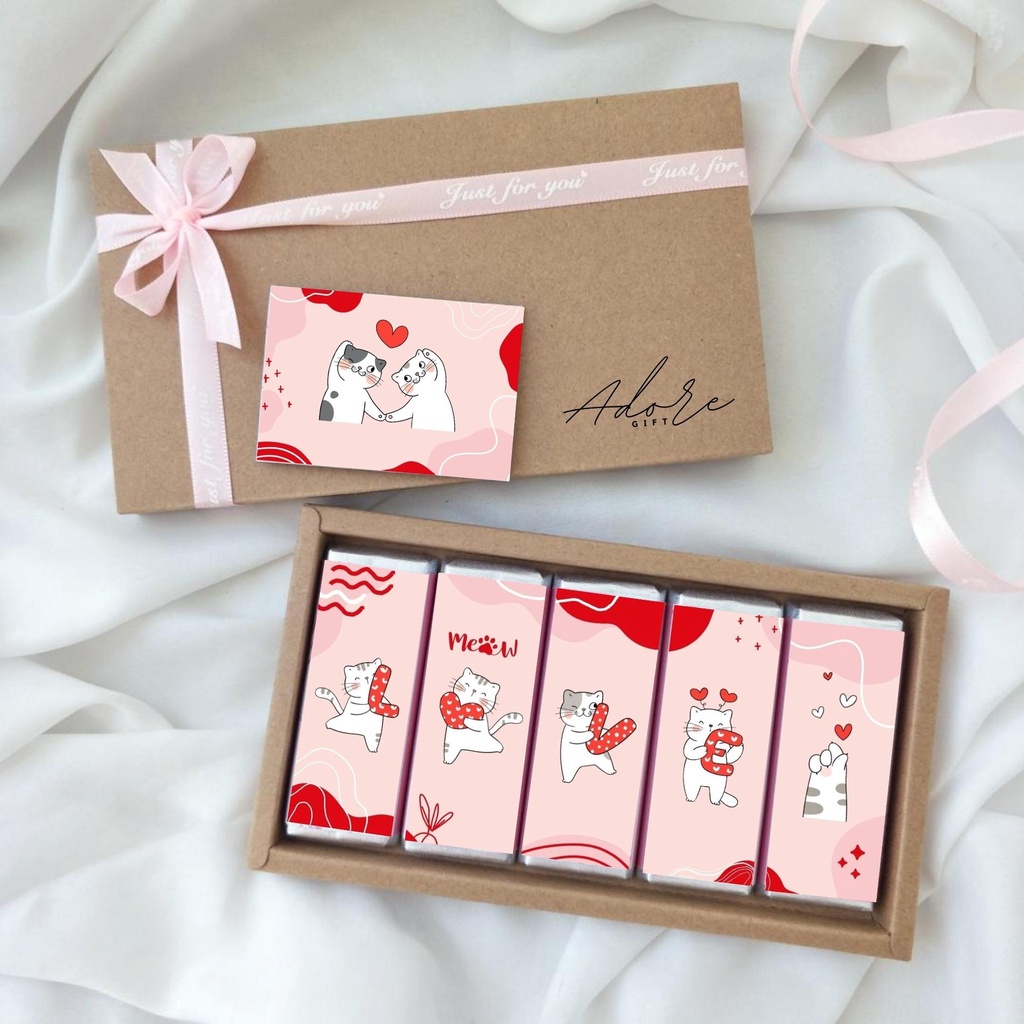 L.O.V.E meow chocolate gift box with personalized greeting card | surprise gift box | chocolate gift | kitkat | birthday