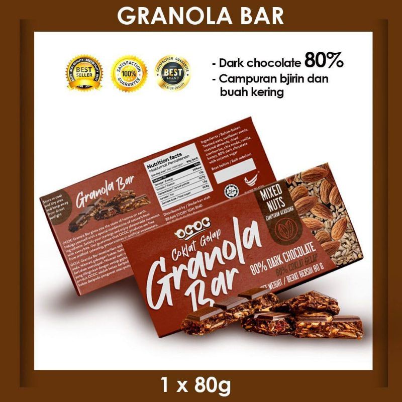 Granola bar 80 dark chocolate bar OCOC Shopee Malaysia