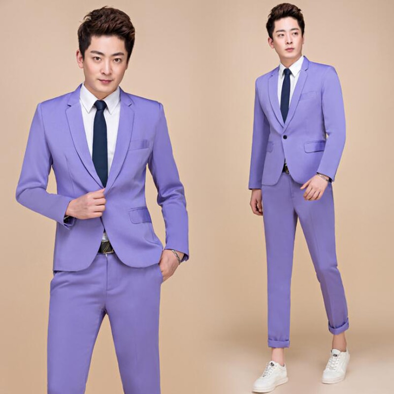 purple suit wedding