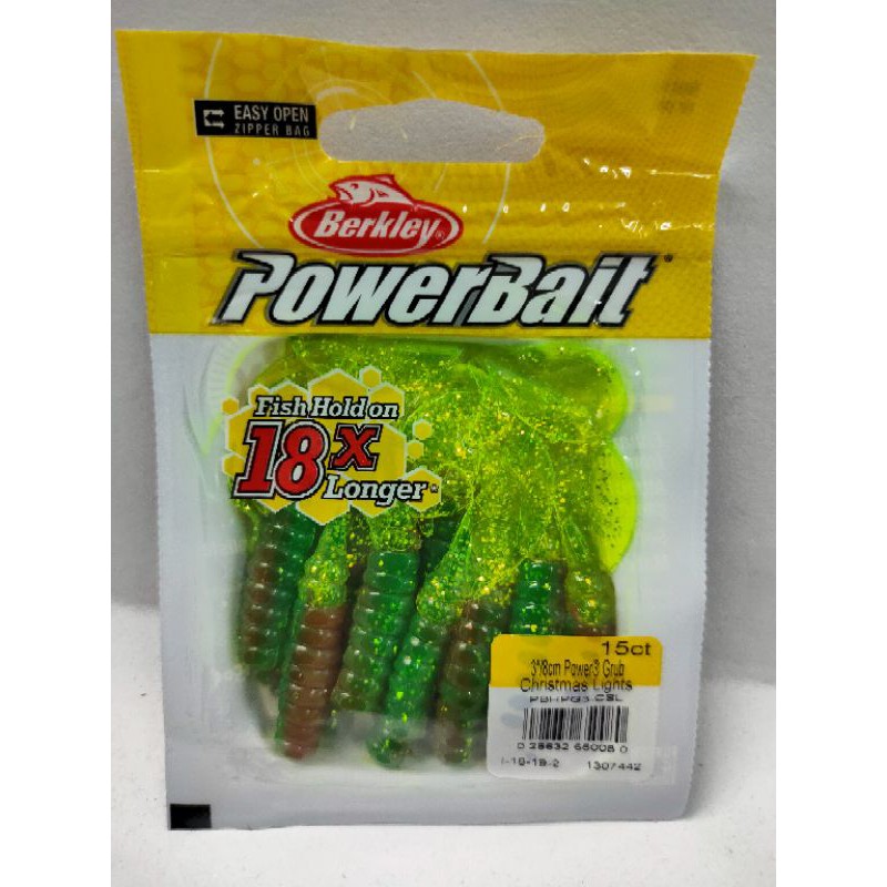 Berkley PowerBait 3" Christmas Lights Power Grubs Soft Plastic 15ct Fishing Bait for sale online