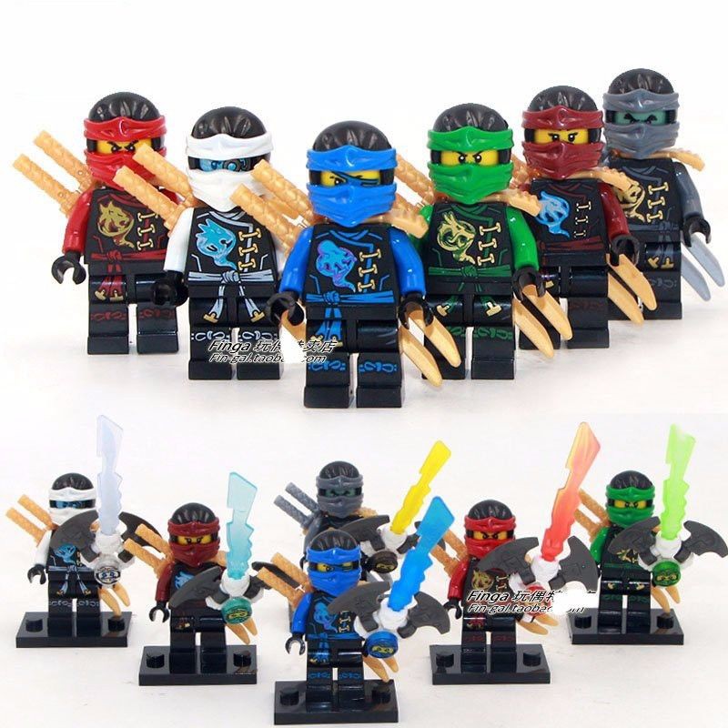 6 Sets Minifigures Flying Phantom Ninjago Toys Ninja NYA KAI Lloyd JAY Blocks