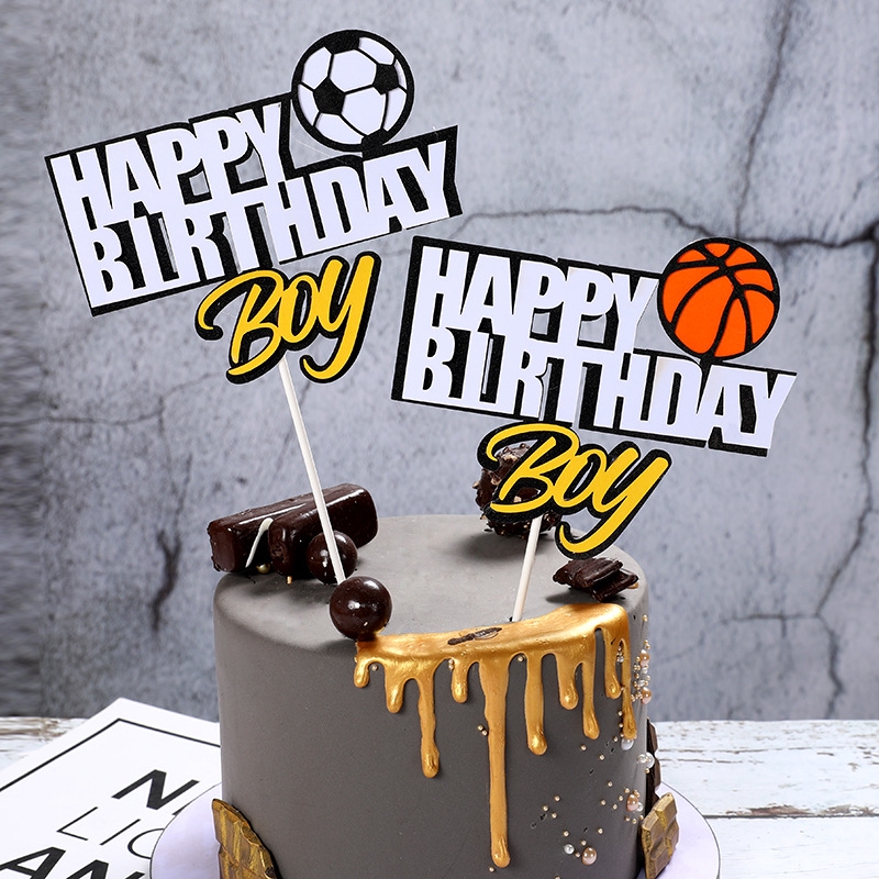 Ready Stock Sports Theme Nba Basketball Soccer Football Sneakers Happy Birthday Cake Topper Shopee Malaysia