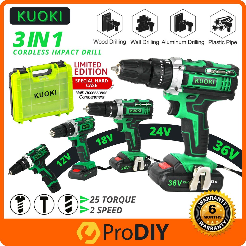 electric drillgrinder KUOKI Cordless Impact Drill Screwdriver Hammer