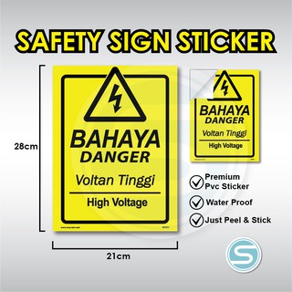 Safety Sign Sticker warning stickers Notice Sign bahaya awas danger ...