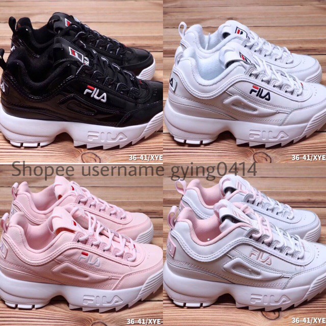 fila pink and black running shoes