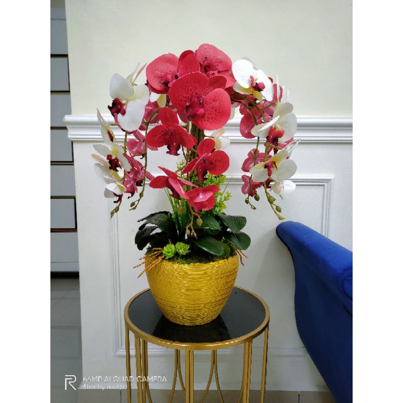 Orkid Latex Siap Gubah Bunga Hiasan Gubahan Orchid With Pot Artificial Plant Home Decoration Orchid Latex