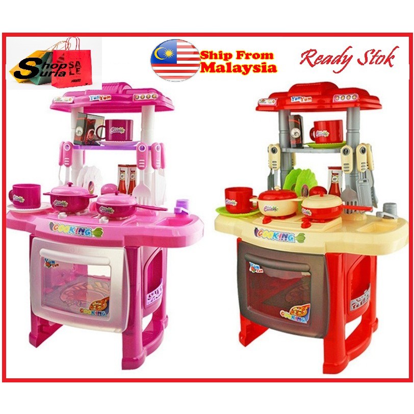 Mini Kitchen  Fun Playset with Full Utensils Set  set  mainan  