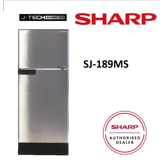 SHARP PETI SEJUK SJ-189MS ( 170L) INVERTER 2 Door Fridge Refrigerator ...