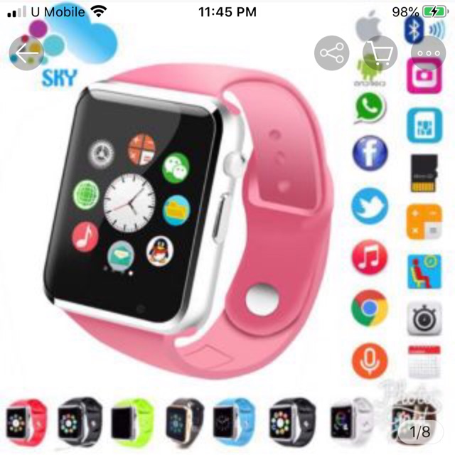 8colorsCard watch B Chat Online U10/ A1 Smart Watch Touch Screen GSM bluetooth