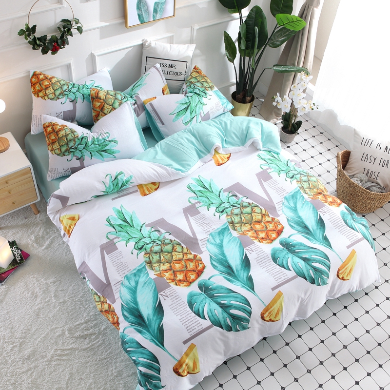 Pineapple Bedding Sets Washable Cotton Duvet Cover Set Duvet Cover