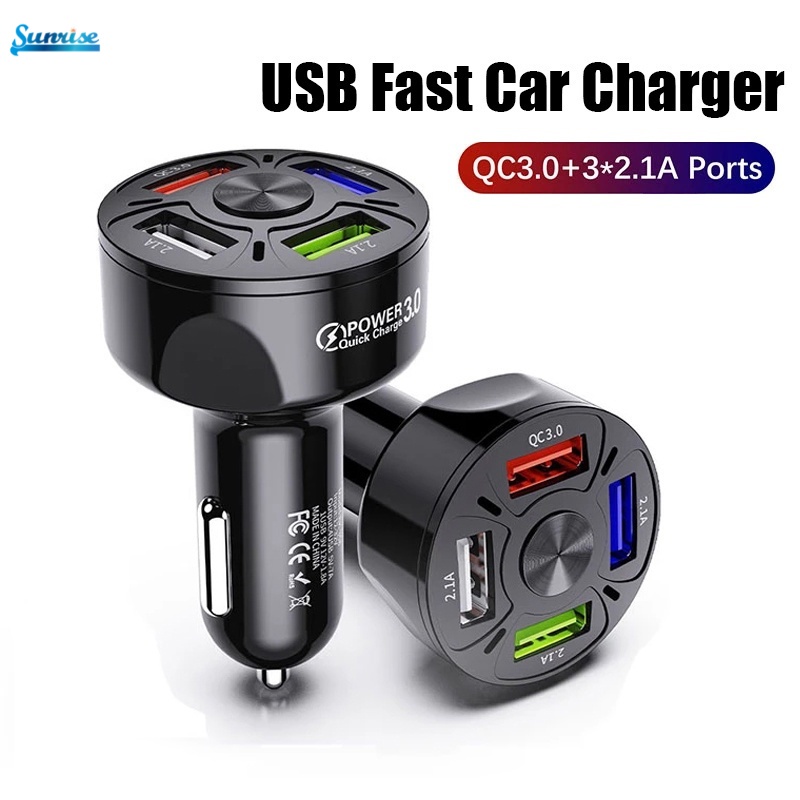 4 Ports Fast Car Charger 7A mini Charging Various Electronic Products