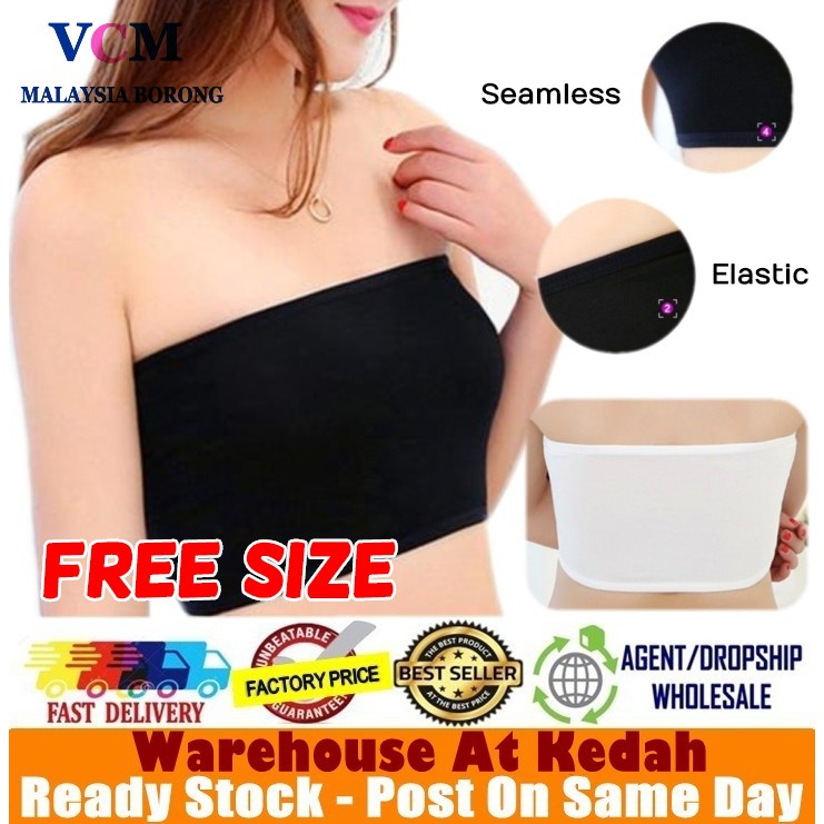 Women Tube Free Size Breathable Wireless Strapless Elastic Tube Top (Non-Padded) Modal skin-friendly Ready Stock 000026